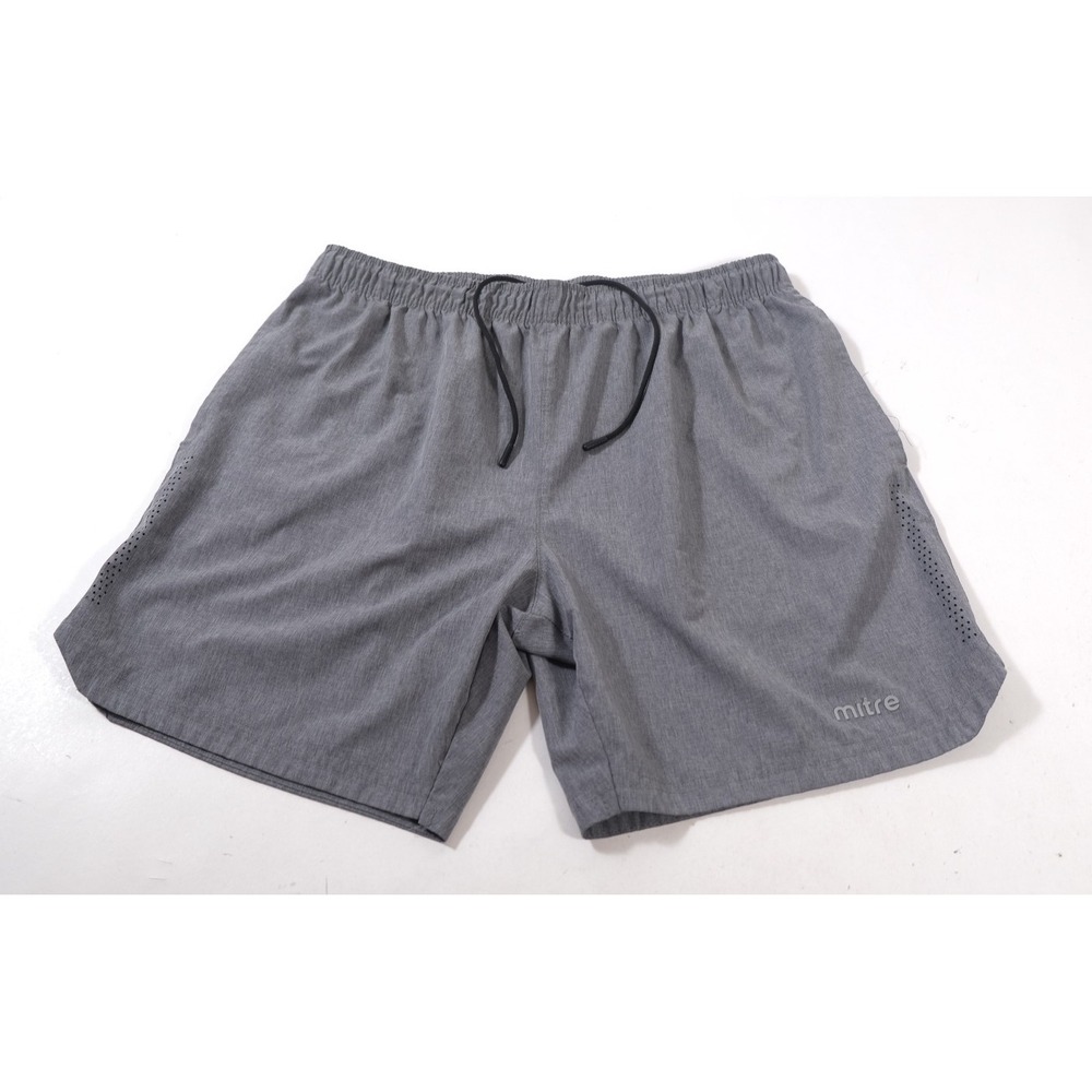 Mitre Athletic Shorts Mens L Gray Heathered Performance Running Gym Drawstring